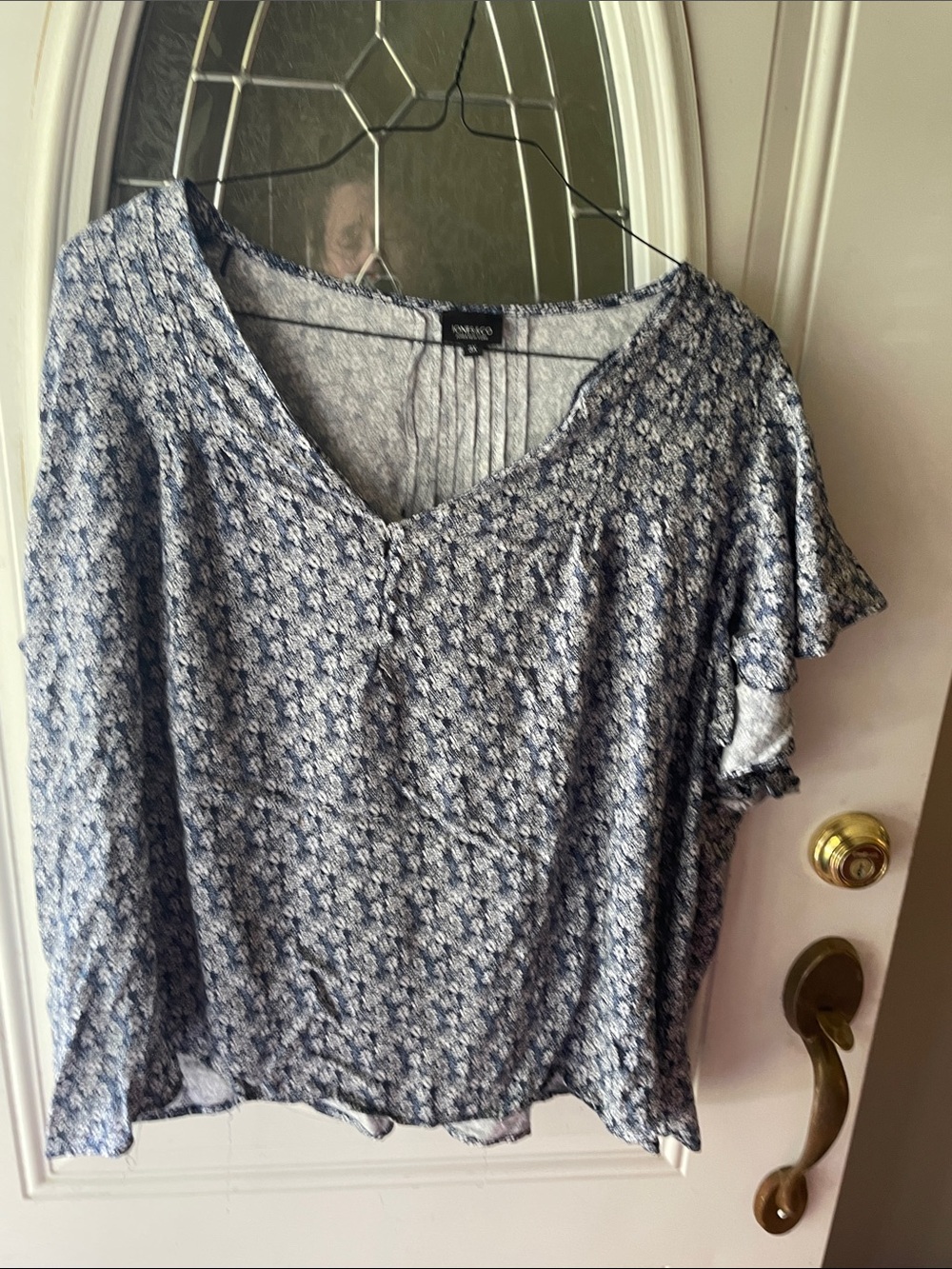 Sonoma Blue Floral V-Neck Flutter Sleeve Blouse